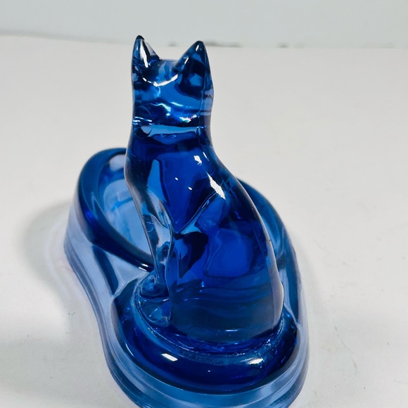 Unique Vintage Mid Century Acrylic Cat Dresser Dish Blue - Picture 4 of 8